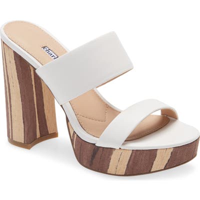 Charles David Jinx Platform Slide Sandal- White