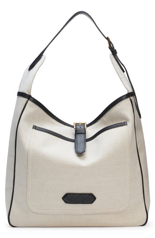 Tom Ford Canvas & Leather Tote In Rope/black