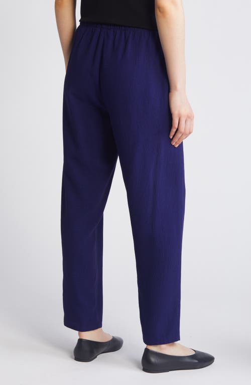 Shop Eileen Fisher Check Tapered Ankle Pants In Blue Violet