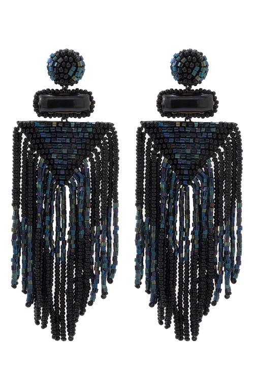 Deepa Gurnani Jody Beaded Tassel Earrings in Black