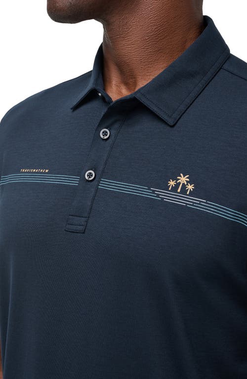 Shop Travismathew Bay Break Chest Stripe Polo In Total Eclipse