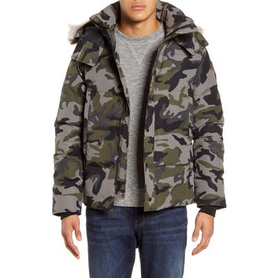 Canada Goose Wyndham Fusion Fit 625 Fill Power Down Jacket With Genuine Coyote Fur Trim, Grey
