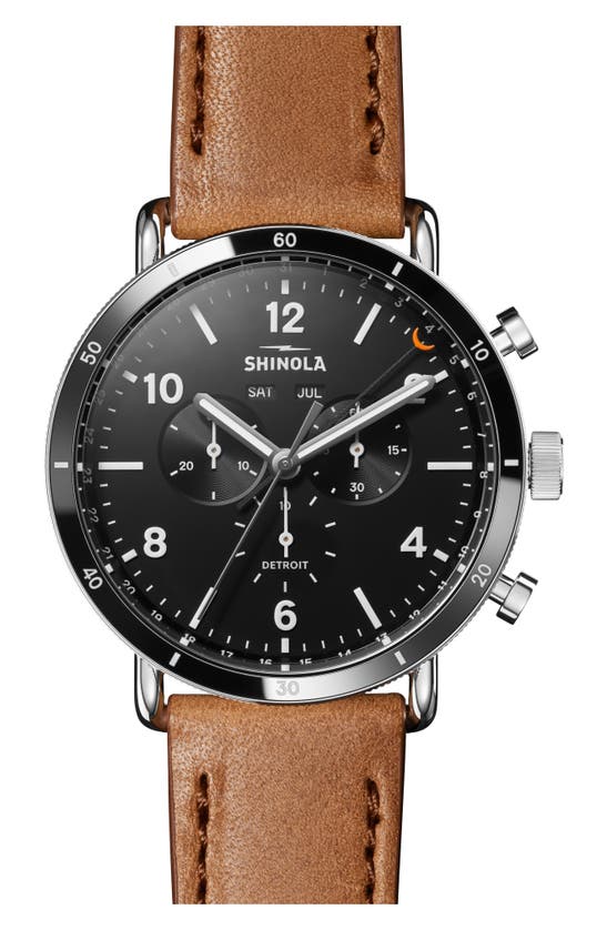 Shinola Canfield Sport Chronograph Leather Strap Watch, 45mm In Brown