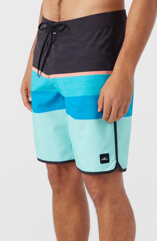 Shop O'neill Lennox Scallop Stripe Board Shorts In Turquoise