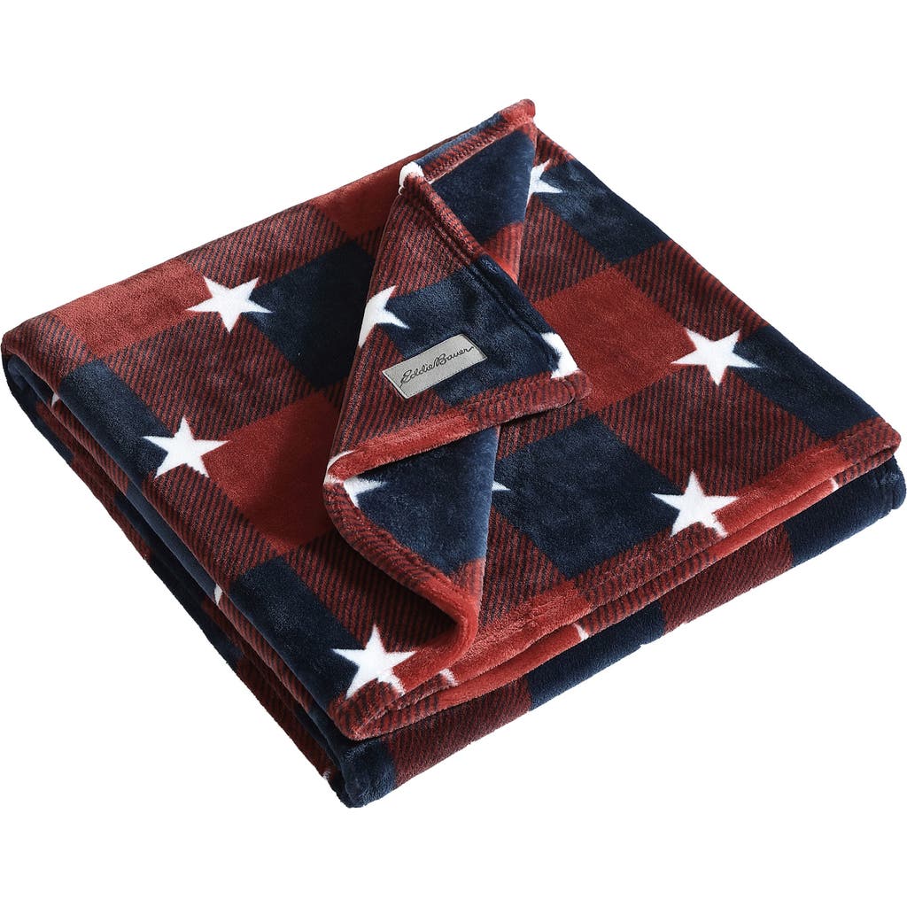 Eddie Bauer Americana Plaid Throw Blanket In Medium Red