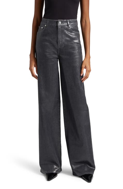 Kailey Wide Leg Coated Jeans (Grey Foil)