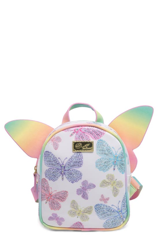 Luv Betsey By Betsey Johnson Movable Winged Mini Backpack In Patent Butterfly Rhinestone