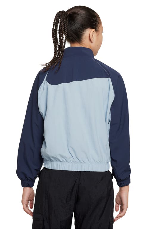 Shop Nike Kids' Sportswear Amplify Woven Jacket In Armory Blue/mid Navy/white