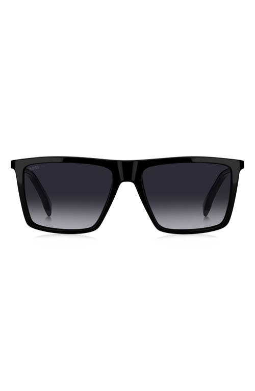 Shop Hugo Boss Boss 56mm Flat Top Sunglasses In Black