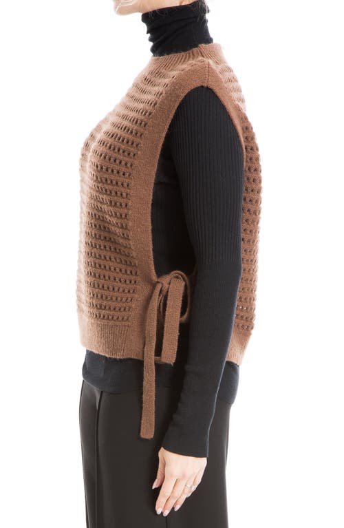 Max Studio Mock Neck Sweater Vest In Brown As Is
