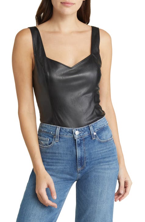 Rinna Faux Leather Bodysuit