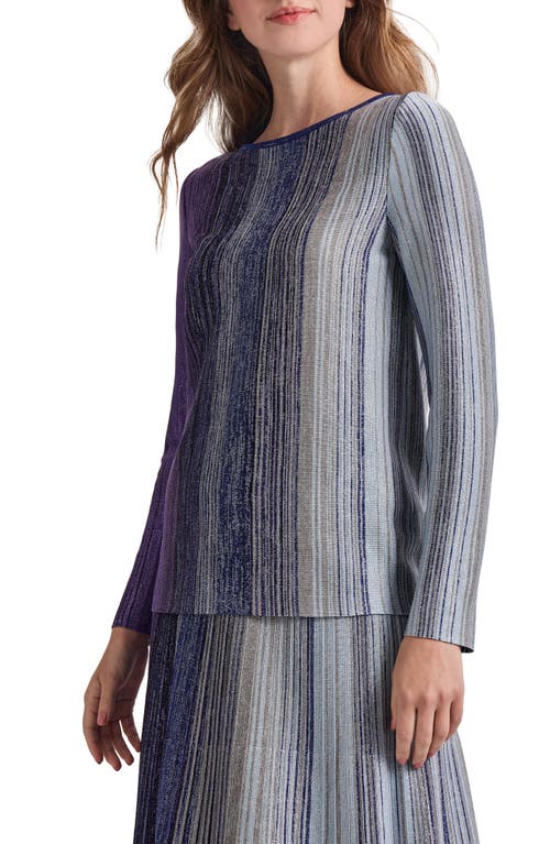 Shop Misook Shimmer Metallic Knit Top In Starry Night Blue