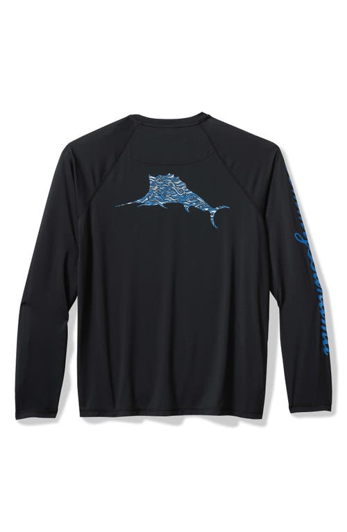 Tommy Bahama Chill Time Surf Islandzone® Long Sleeve Rashguard In Jet Black