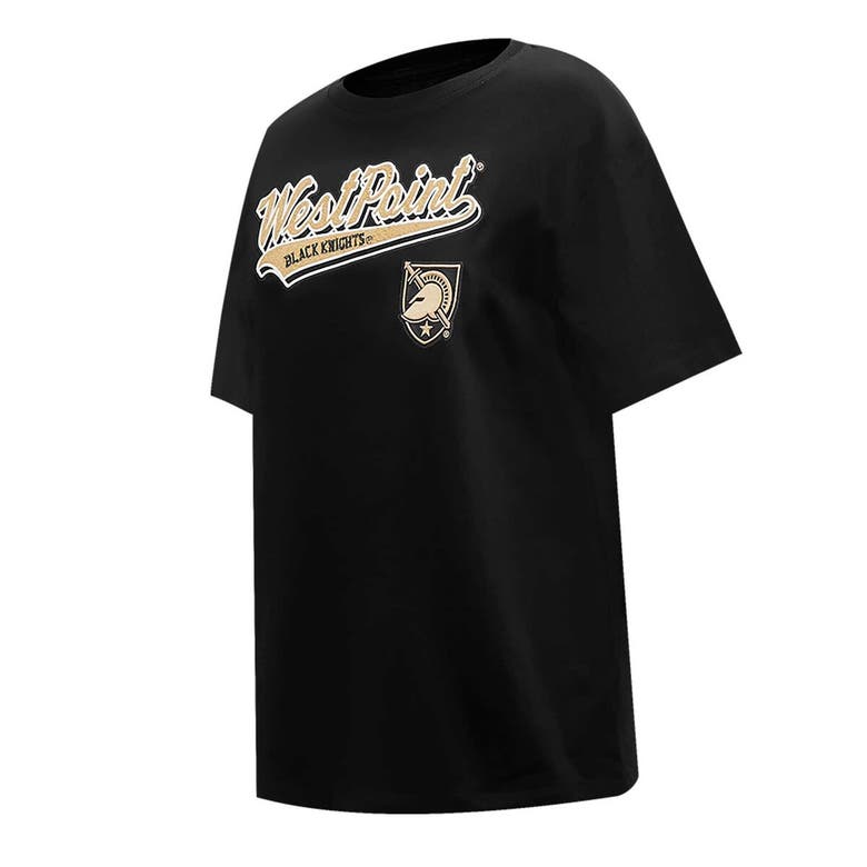 Pro Standard Black Army Black Knights Script Tail Oversized Boyfriend T-shirt In Black