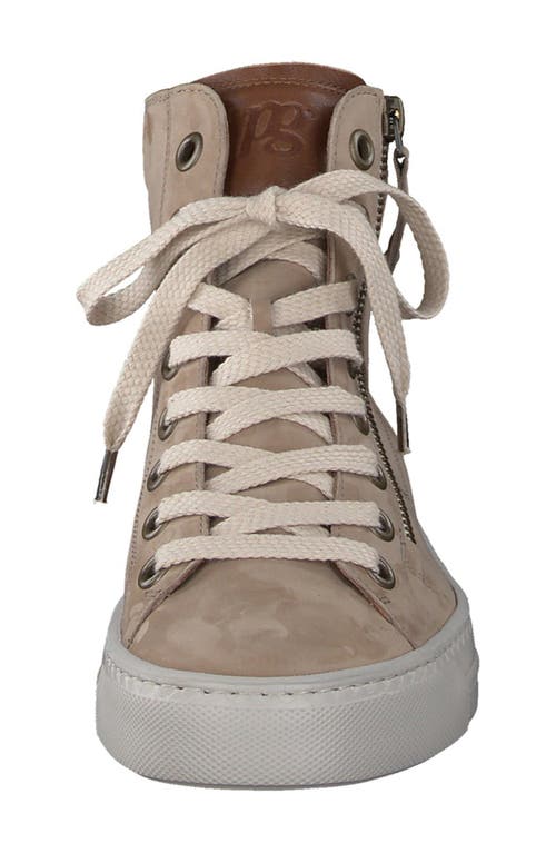 Paul Green Wells High Top Sneaker In Alpaca Cognac Combo