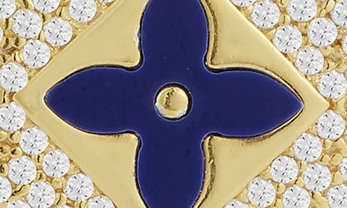 Sphera Milano 14k Gold Vermeil Cz Clover Earrings In Yellow Gold/blue