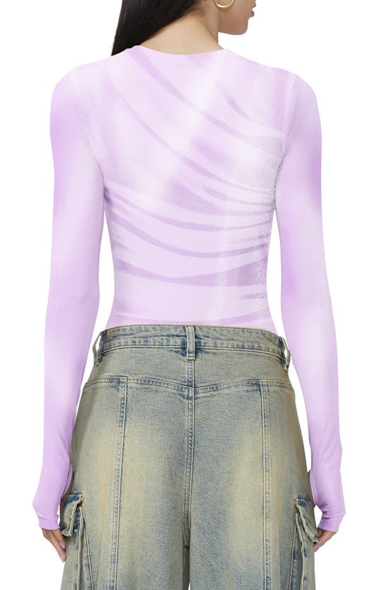 Shop Afrm Kaylee Print Mesh Top In Orchid Shine Drape