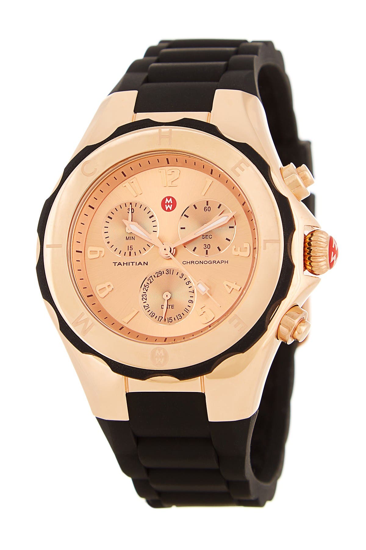 michele tahitian jelly bean watch rose gold