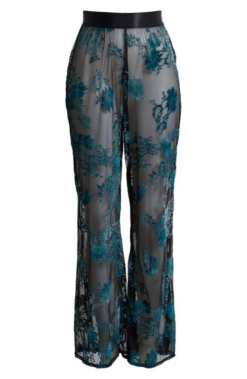 Kilo Brava Embroidered Mesh Flare Pants In Black Emerald