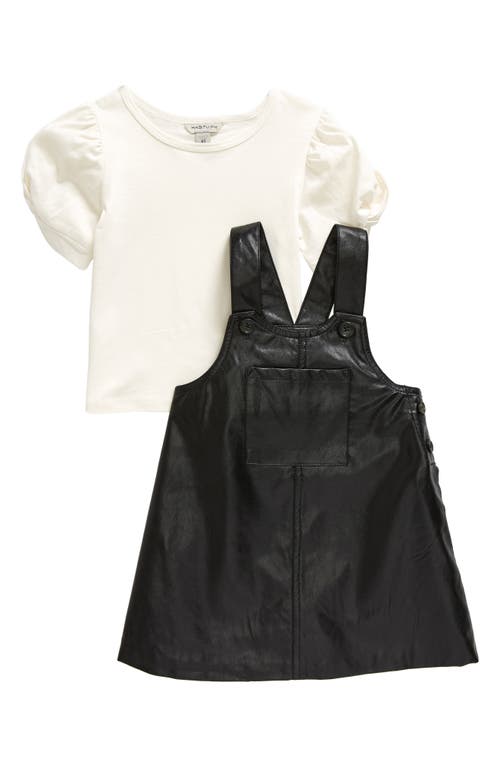 Habitual Kids Kids' Cotton T-Shirt & Faux Leather Dress Set in Black