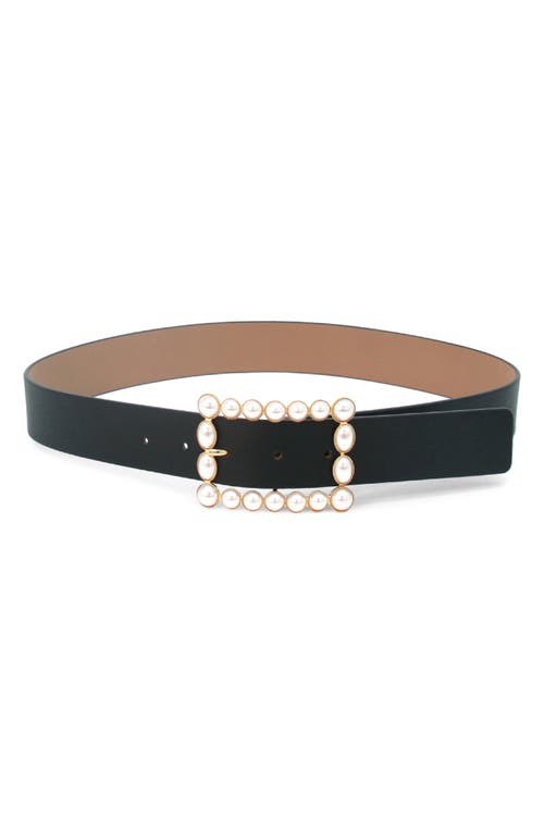 B-Low the Belt Joan Imitation Pearl Buckle Belt in Black/Gold at Nordstrom, Size X-Small