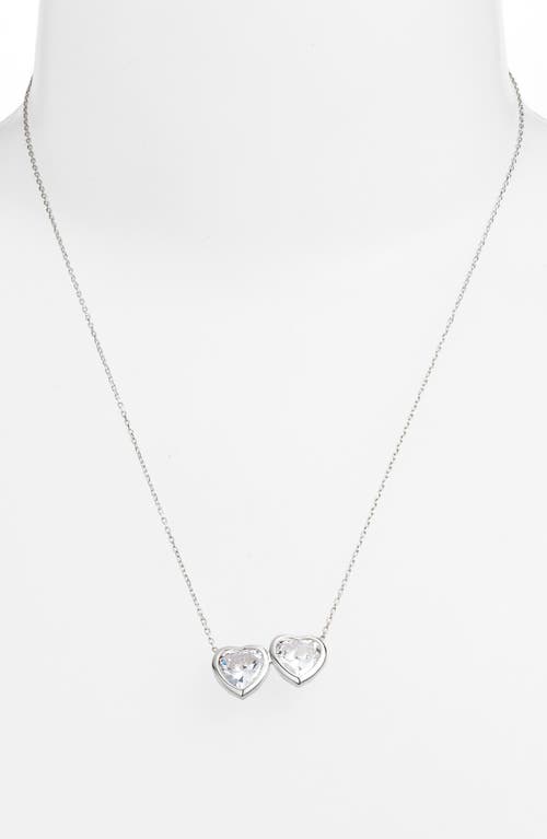 Shymi Fancy 2-stone Bezel Pendant Necklace In Silver/white