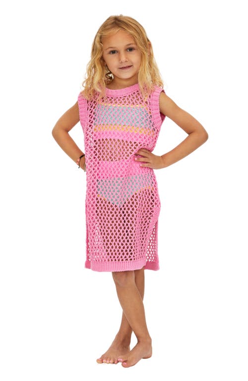 Beach Riot Kids' Holly Open Back Sheer Cover-Up Sweater Dress in Prism Pink