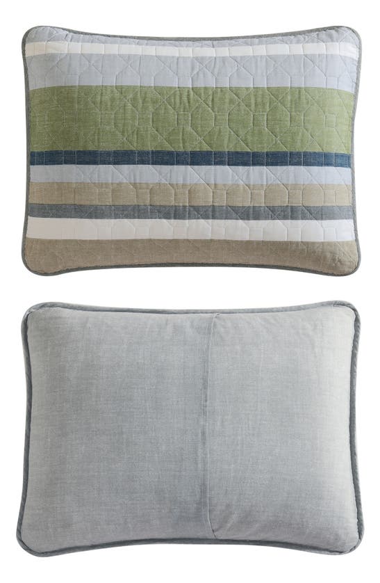Eddie Bauer Salmon Ladder Cotton Quilt 3-piece Set In Khaki/ Navy