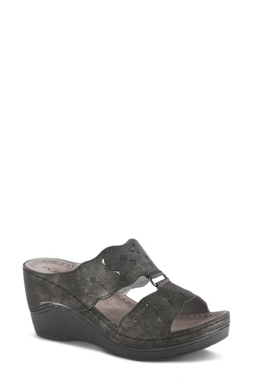 Flexus By Spring Step Dreiser Platform Wedge Slide Sandal In Black