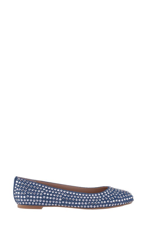 Nina Paula Embellished Flat In Blue Denim