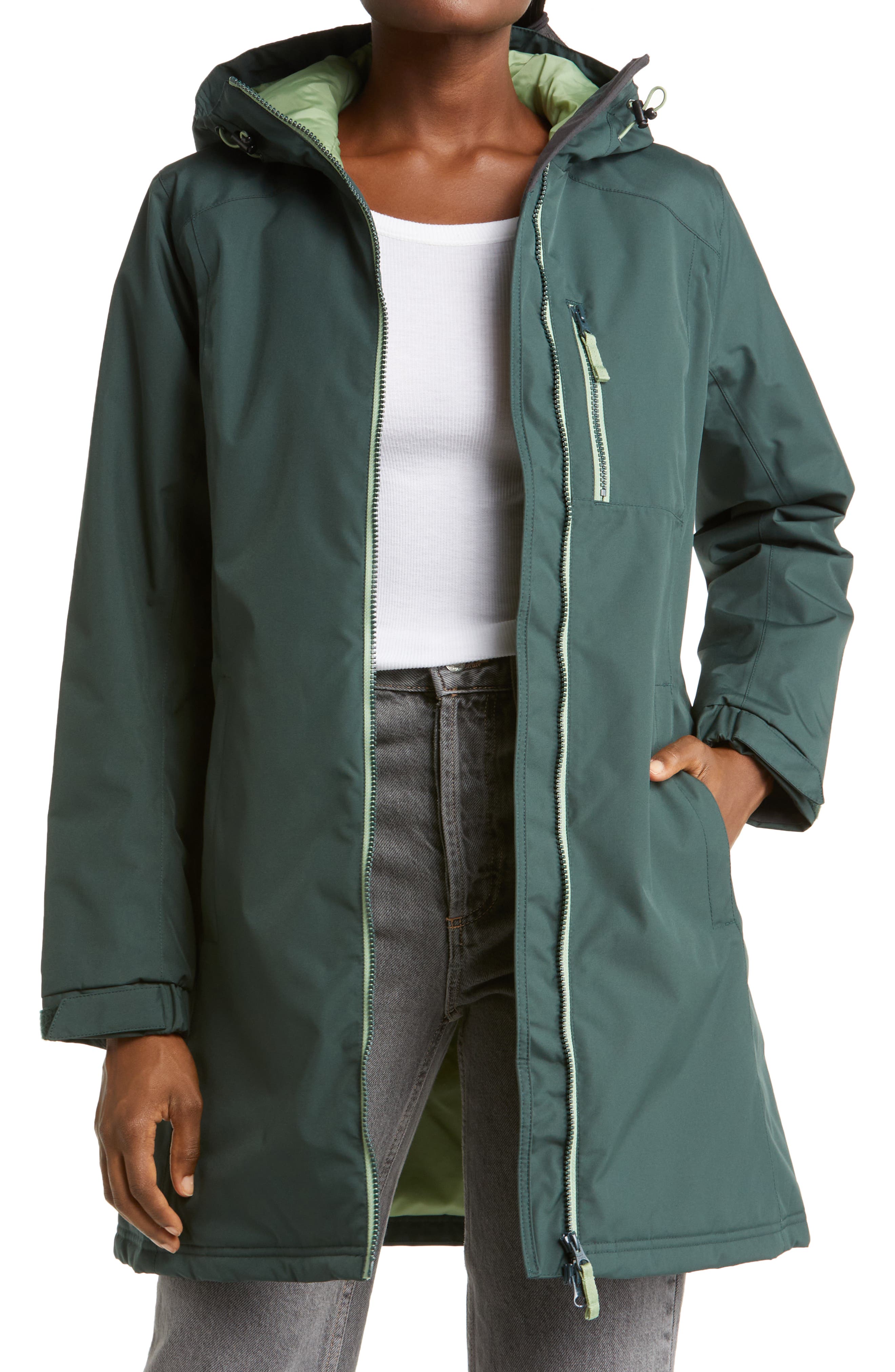 ladies green raincoat