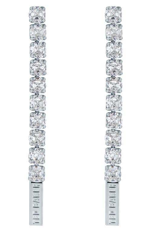 Mellsie Icon Cubic Zirconia Drop Earrings in Silver Tone/Clear Crystal