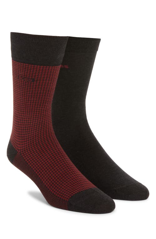 Hugo Boss Boss Assorted 2-pack Houndstooth Check Dress Socks In Charcoal