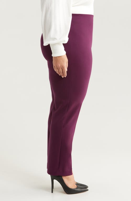 Shop Anne Klein Hollywood Straight Leg Pants In Deep Plum