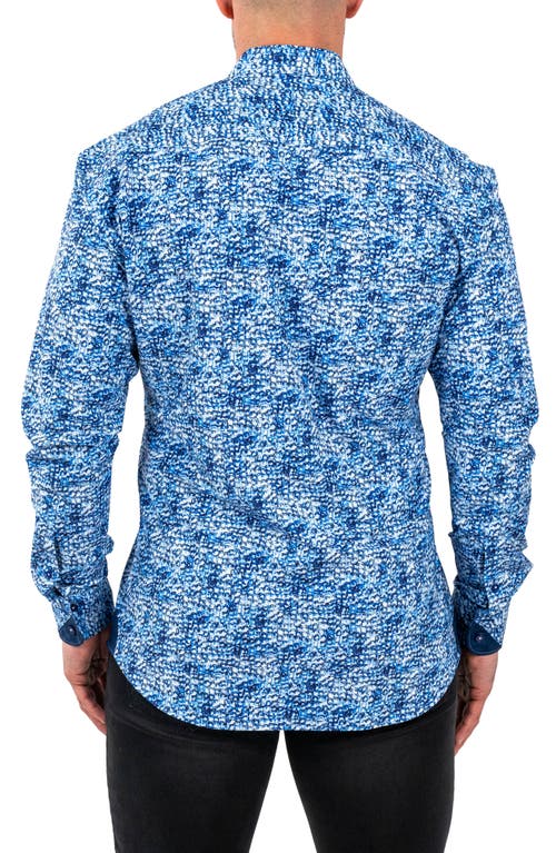 Maceoo Einstein Stretchie Cubes Button-up Shirt In Blue