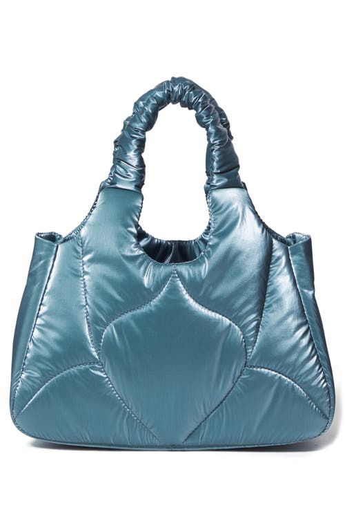 Oryany Half Moroccan Quilted Convertible Top Handle Bag In Blue Silver