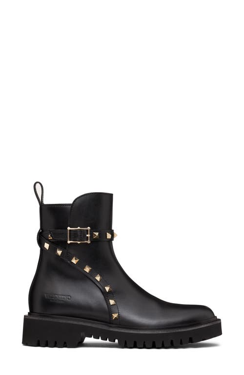 Shop Valentino Garavani Rockstud Combat Boot In Nero/gold