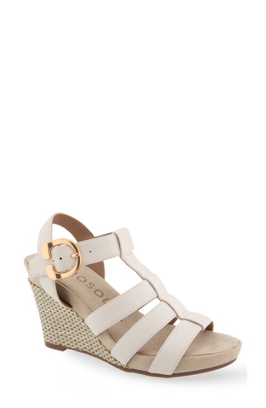 Shop Aerosoles Paige Wedge Sandal In Eggnog Pu Leather