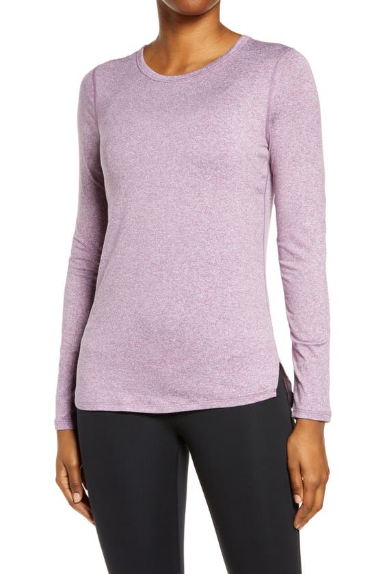 Zella Liana Long Sleeve Recycled Blend Performance T-shirt In Purple Violet