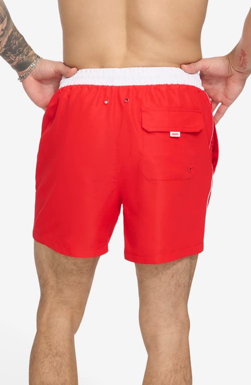 Dkny Two-tone Swim Trunks In Red