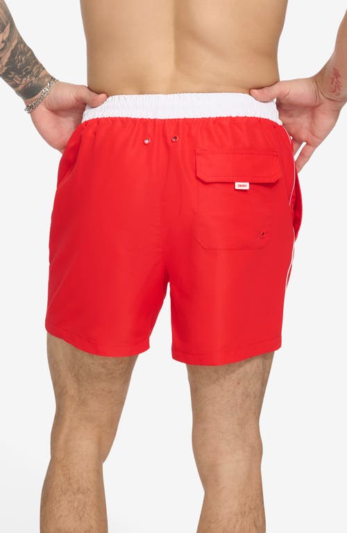 Shop Dkny Two-tone Swim Trunks In Red