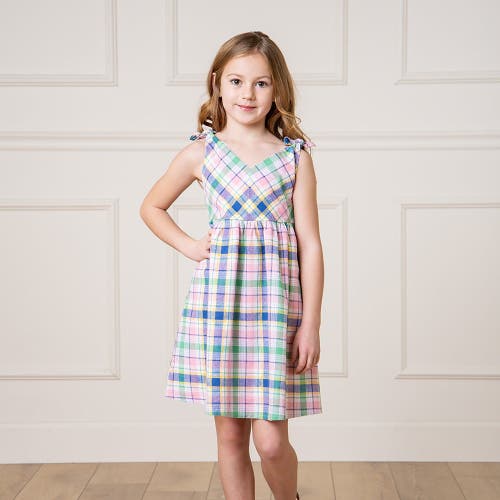 Hope & Henry Girls' Organic Eyelet Bow Shoulder Dress, Toddler In Flower Show Plaid