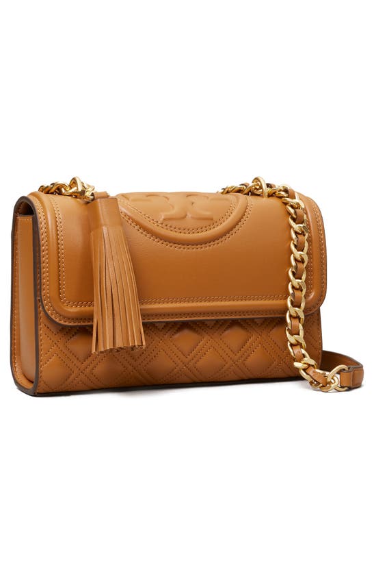 Shop Tory Burch Small Fleming Convertible Leather Shoulder Bag In Kobicha