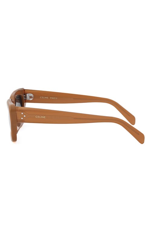 Celine Bold 3 Dots 54mm Rectangular Sunglasses In Shiny Light Brown/smoke