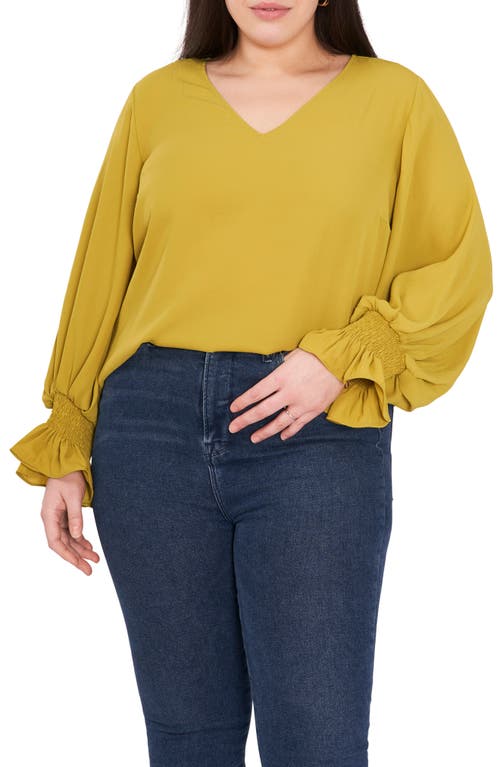 Vince Camuto Long Sleeve Georgette Blouse in Avocado