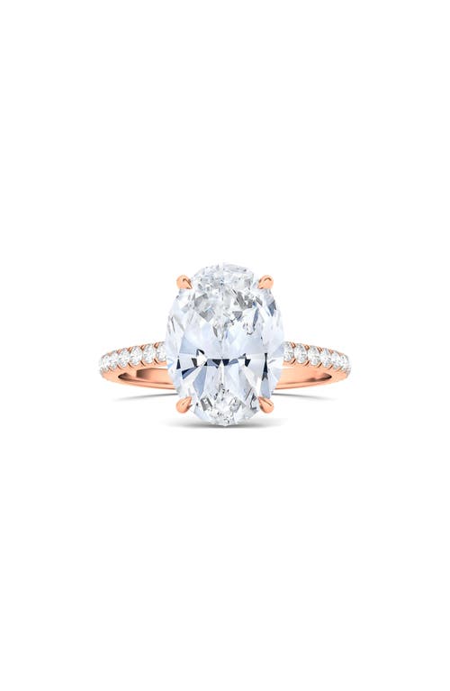 Shop Hautecarat Oval Cut Pavé Lab Created Diamond Ring In 3.00 Ctw 18k Rose Gold