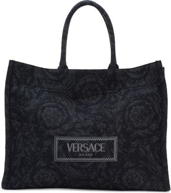 Versace Extra Large Logo Embroidered Barocco Jacquard Tote | Nordstrom