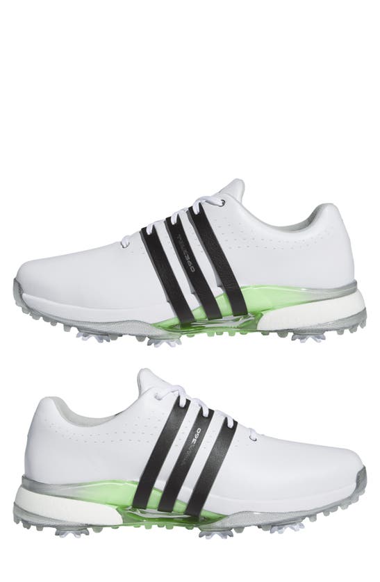 Shop Adidas Golf Tour360 24 Boost™ Golf Shoe In White/ Black/ Green Spark