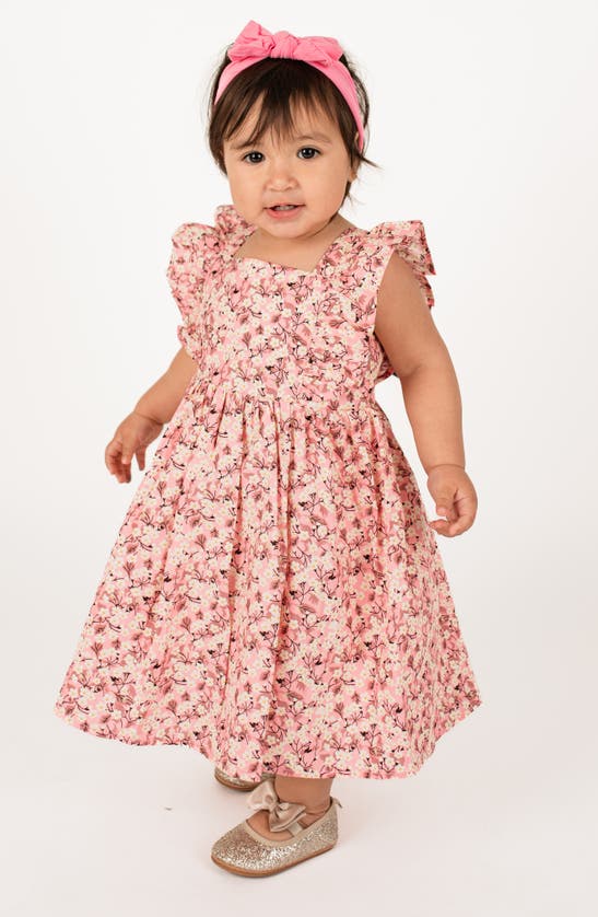 Shop Popatu Kids' Floral Pinafore Dress In Raspberry
