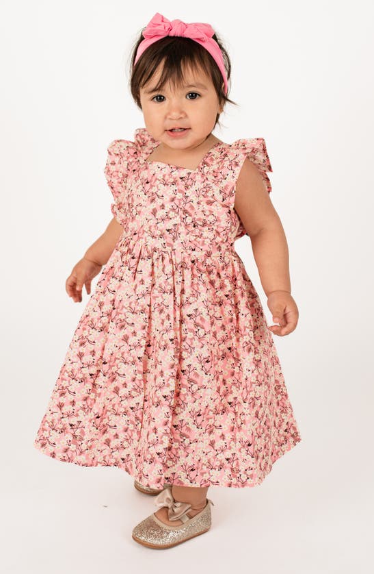 Popatu Kids' Floral Pinafore Dress In Raspberry